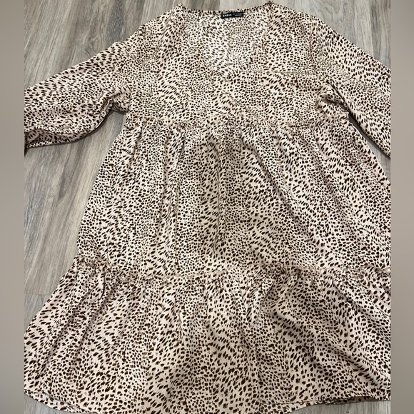 SHEIN Speckled Dalmatian Print Frill Trim Chiffon Smock Dress - Picture 8 of 8